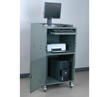 Standard Computer Cabinet w/CPU, monitor and printer