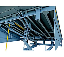 Closeup of Hold-Down System and Underside of Dock Leveler