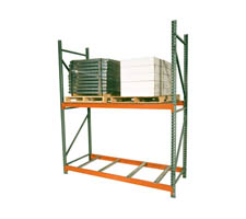 Pallet Rack section with 2 uprights and 4 beams (also shows optional pallet supports)