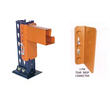 Mecalux Upright/Beam Connection - Also shows rear of 3-pin beam clip