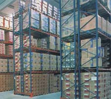 Several Double-Deep Rows of Mecalux Rack
