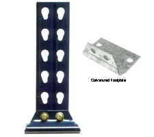 Cutoff of Mecalux Upright showing a bolt-on base.  (Galvanized Base is included by default)