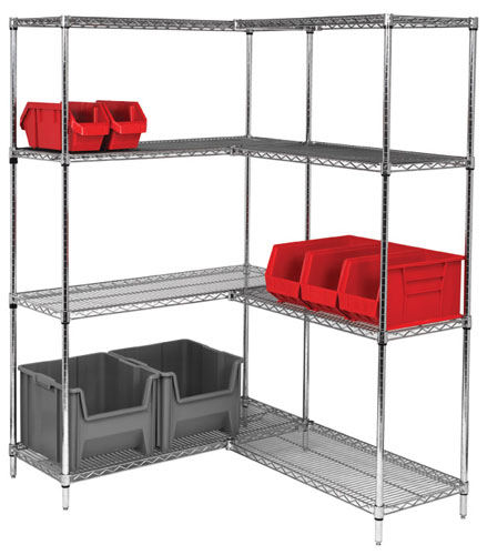 Chrome Wire Shelving Adder Unit - "L" Configuration