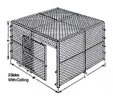 2-Sided Wire Cage with Ceiling - Line Drawing