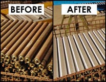 pre-owned conveyor rollers, galvanized conveyor, renewed gravity conveyor rollers