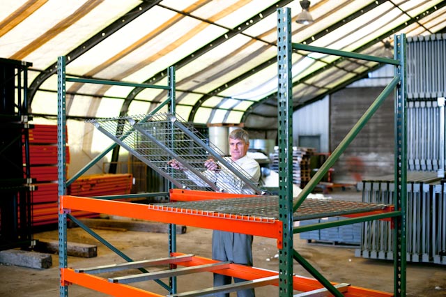 Photo of installing pallet rack wire decking
