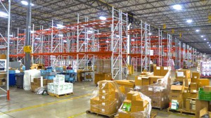 The shipping area after racking was installed.