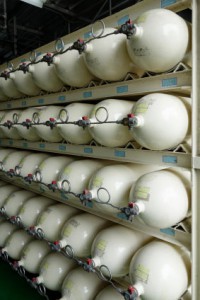 Compressed Natural Gas Cylinders in a Rack