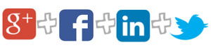 Google +, Facebook, LinkedIn, Twitter