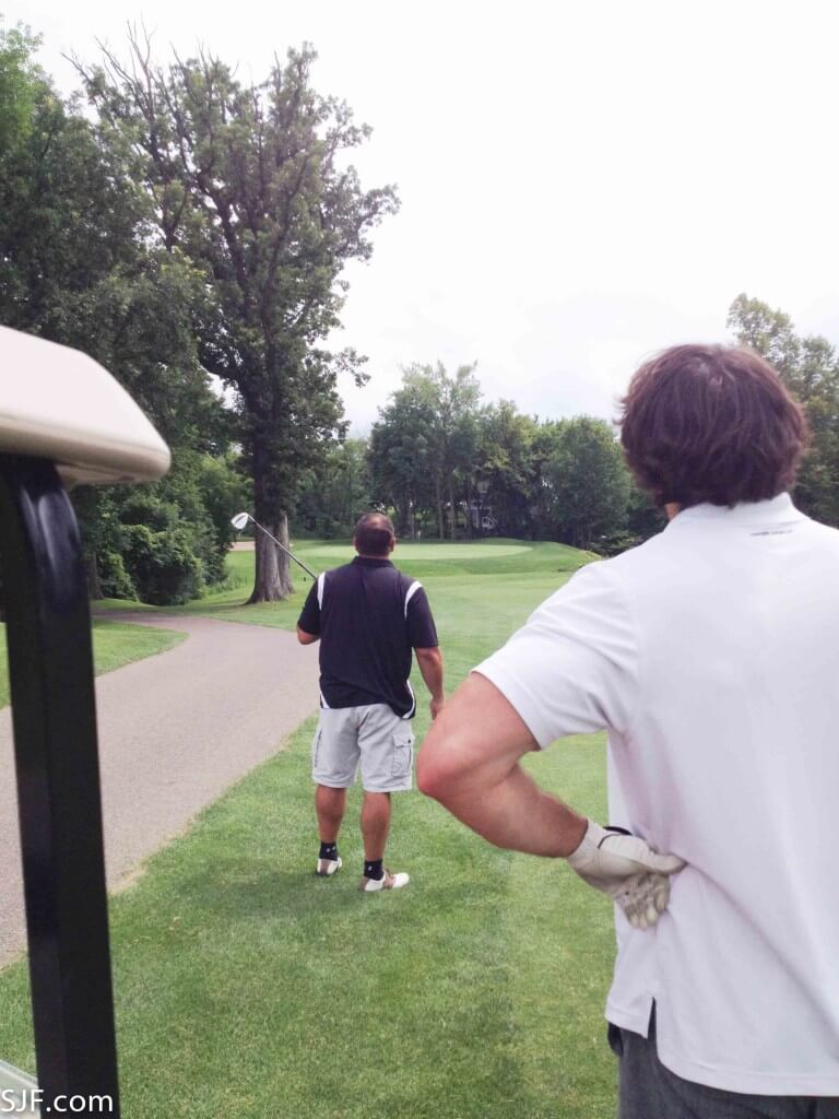 Eric (ET) and Sam on the golf course