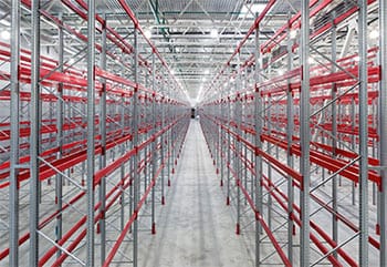 Pallet rack and conveyor installation