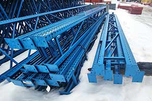 Teardrop Pallet Rack Uprights in light blue